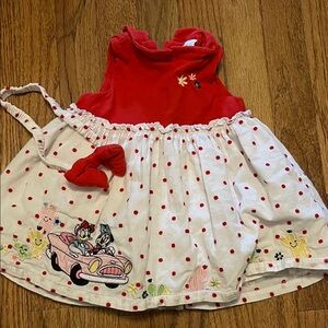 Disney Red and White Polka Dot Dress with Headband
